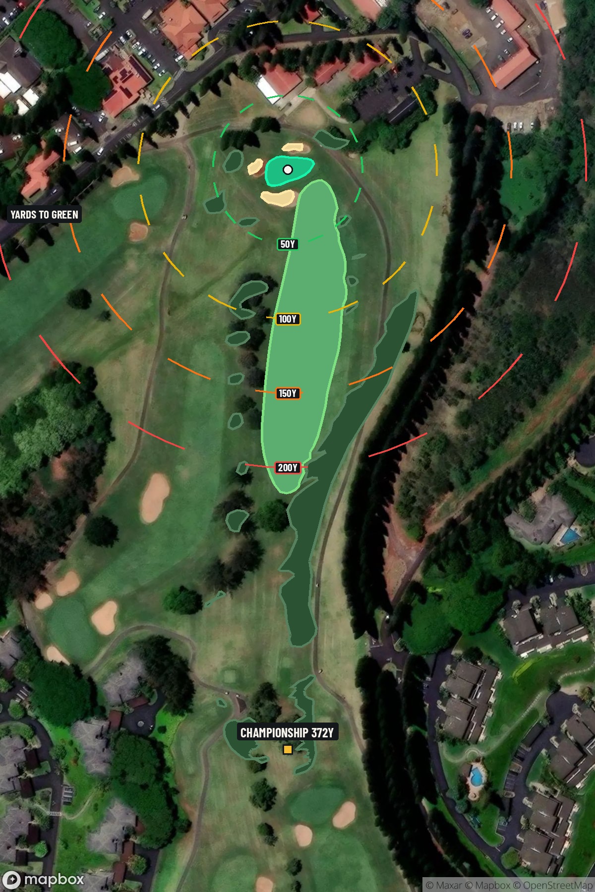 Hole 14 aerial at Kapalua Resort (Bay course)