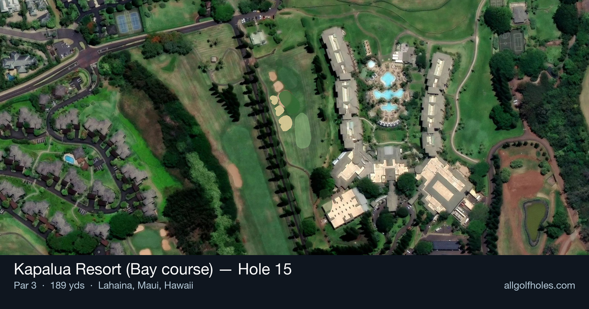 Hole 15 aerial at Kapalua Resort (Bay course)