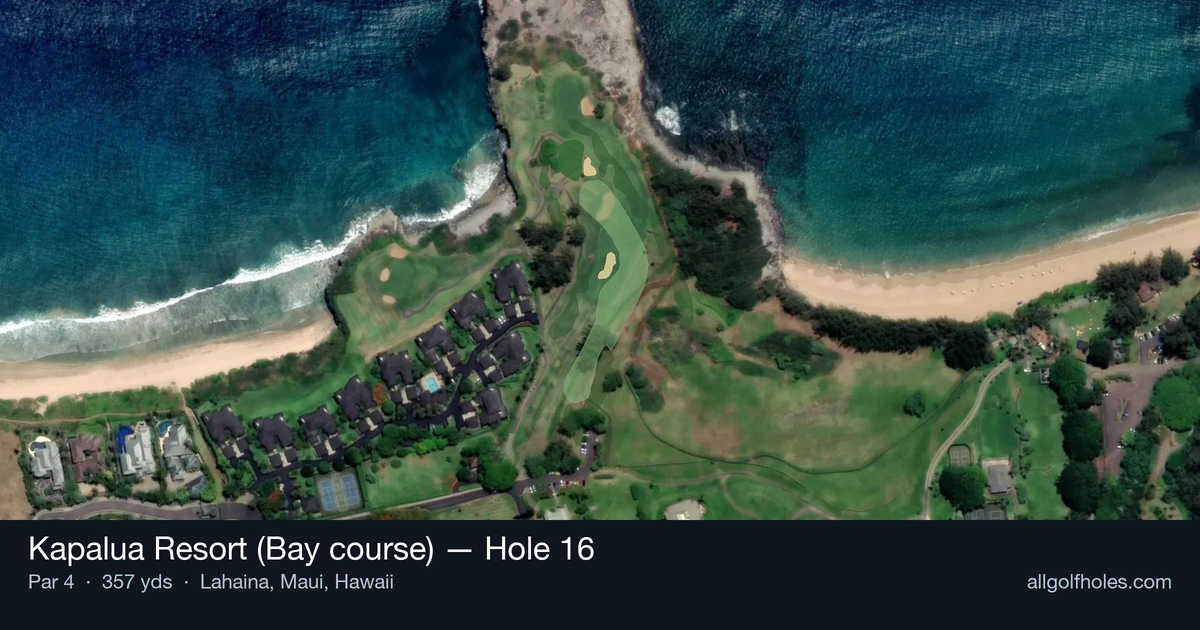 Hole 16 aerial at Kapalua Resort (Bay course)