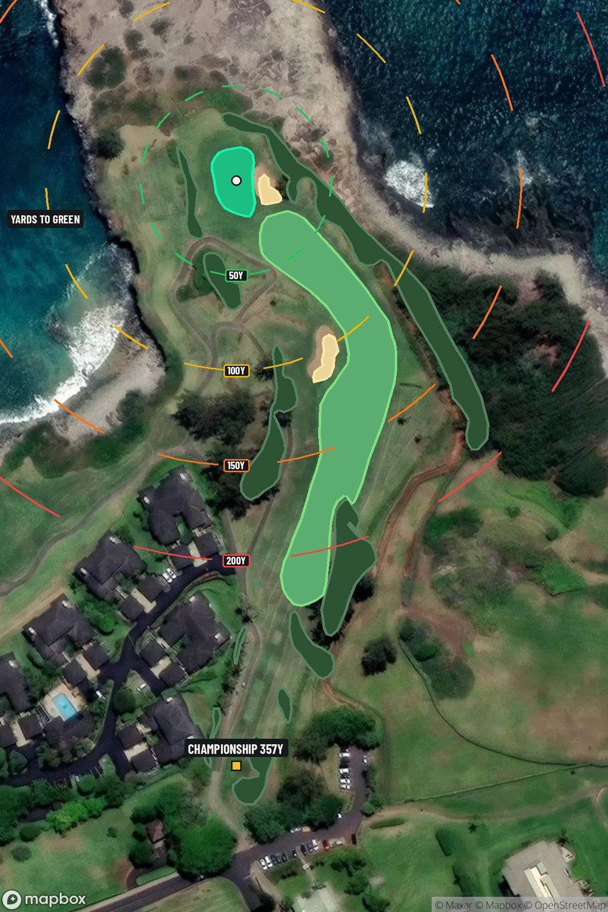 Hole 16 aerial at Kapalua Resort (Bay course)