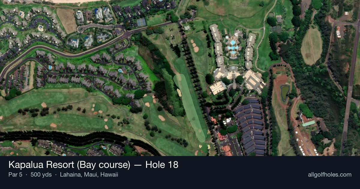 Hole 18 aerial at Kapalua Resort (Bay course)