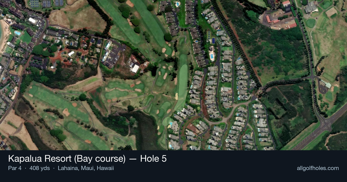 Hole 5 aerial at Kapalua Resort (Bay course)