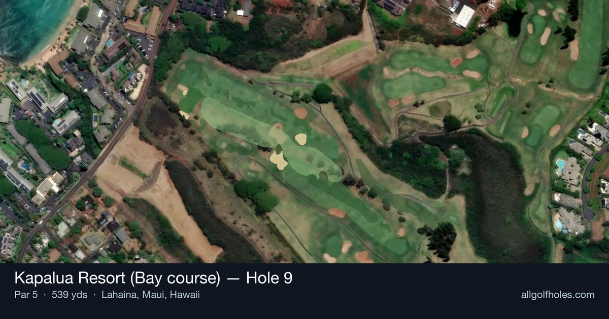 Hole 9 aerial at Kapalua Resort (Bay course)
