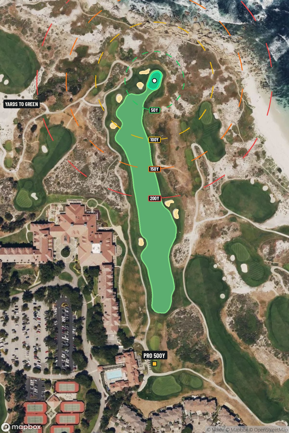 Hole 1 aerial at Links at Spanish Bay, The