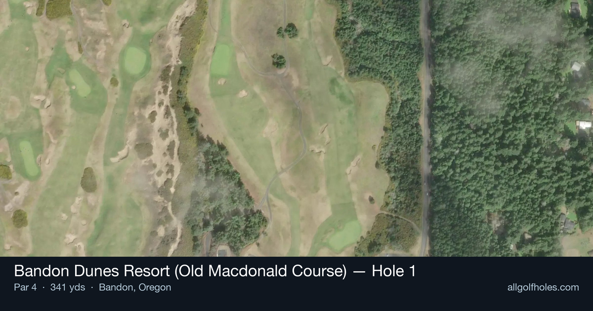 Hole 1 aerial at Bandon Dunes Resort (Old Macdonald Course)