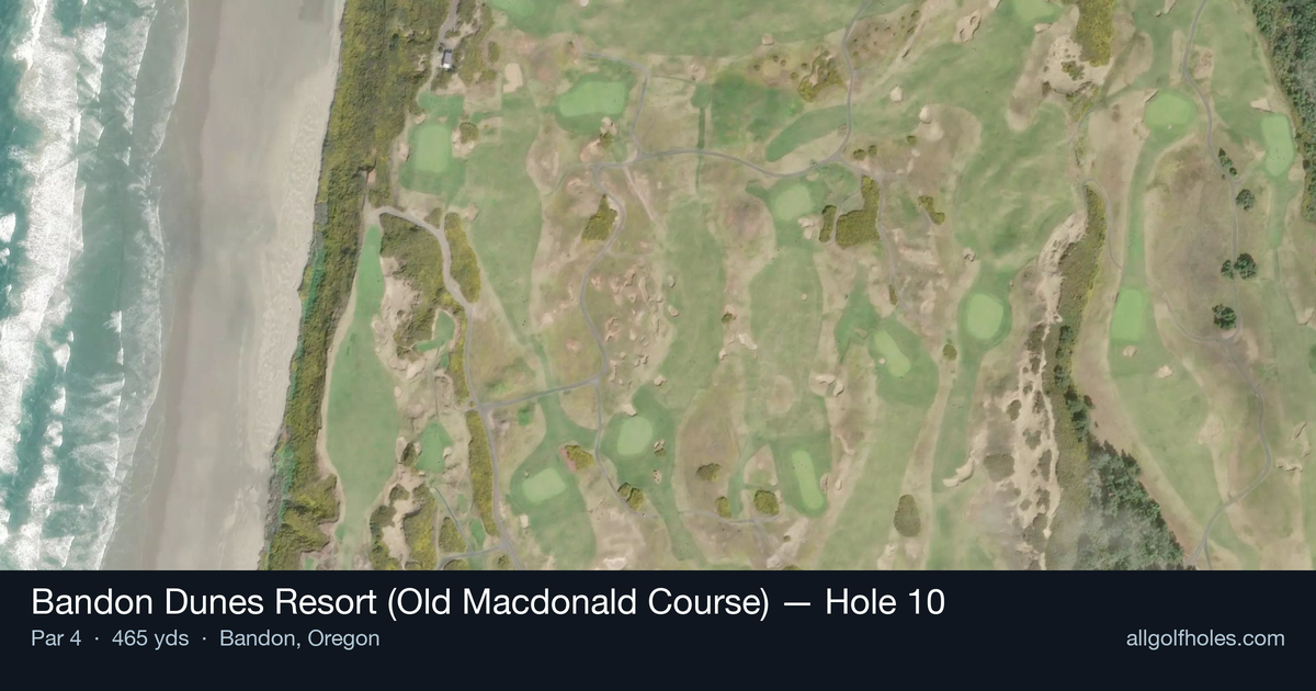 Hole 10 aerial at Bandon Dunes Resort (Old Macdonald Course)