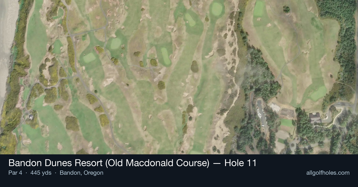 Hole 11 aerial at Bandon Dunes Resort (Old Macdonald Course)