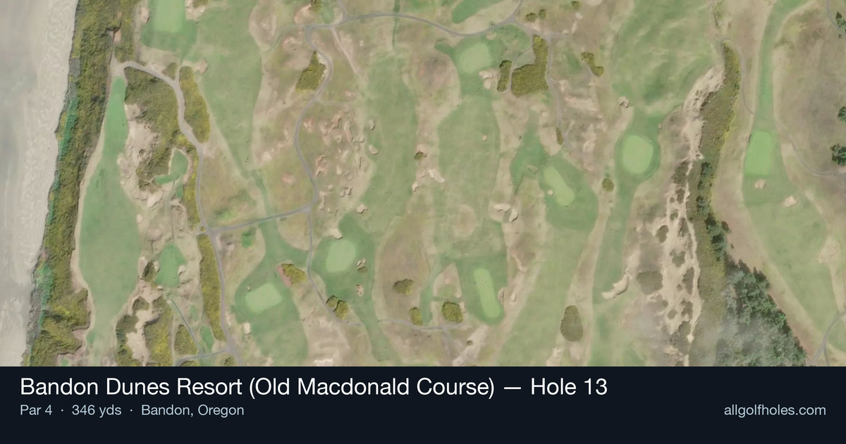 Hole 13 aerial at Bandon Dunes Resort (Old Macdonald Course)