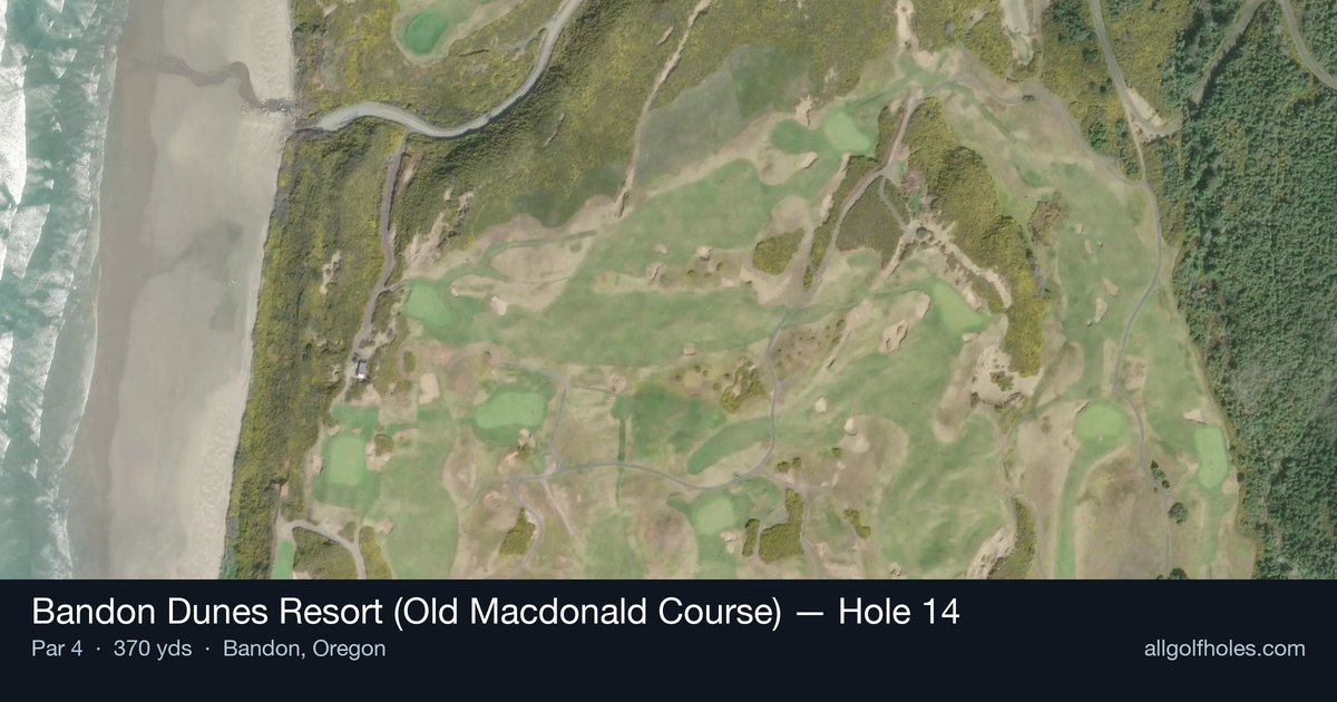 Hole 14 aerial at Bandon Dunes Resort (Old Macdonald Course)