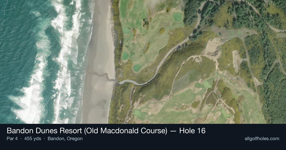 Hole 16 aerial at Bandon Dunes Resort (Old Macdonald Course)