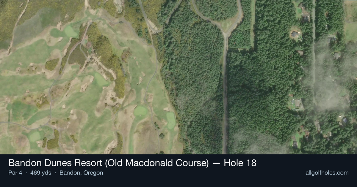 Hole 18 aerial at Bandon Dunes Resort (Old Macdonald Course)