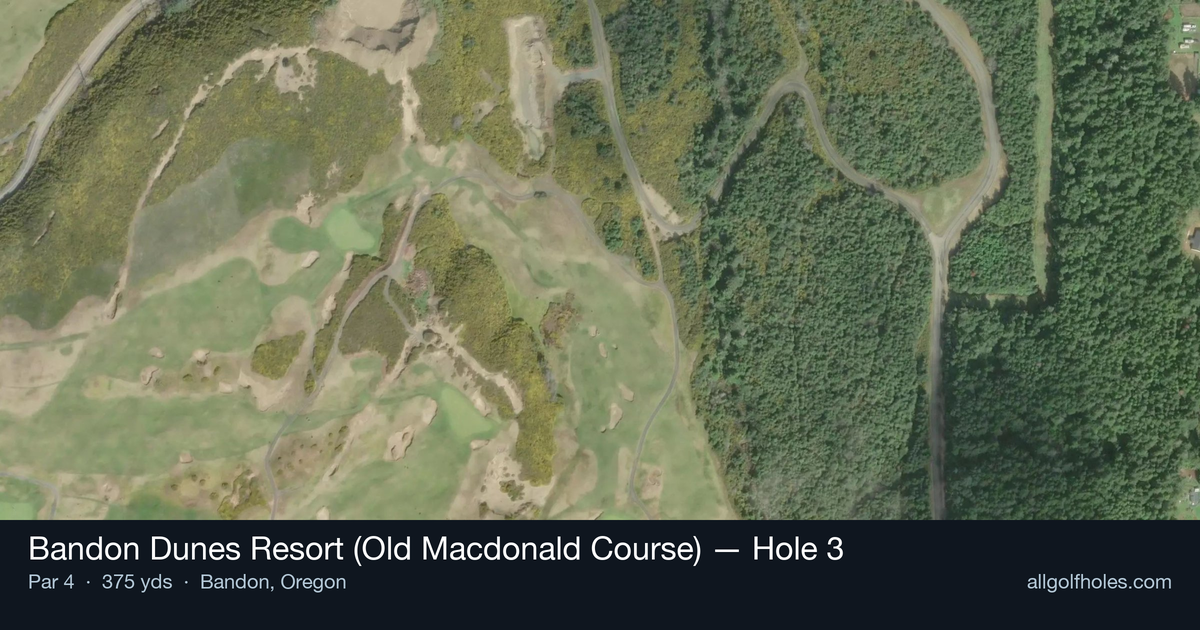 Hole 3 aerial at Bandon Dunes Resort (Old Macdonald Course)