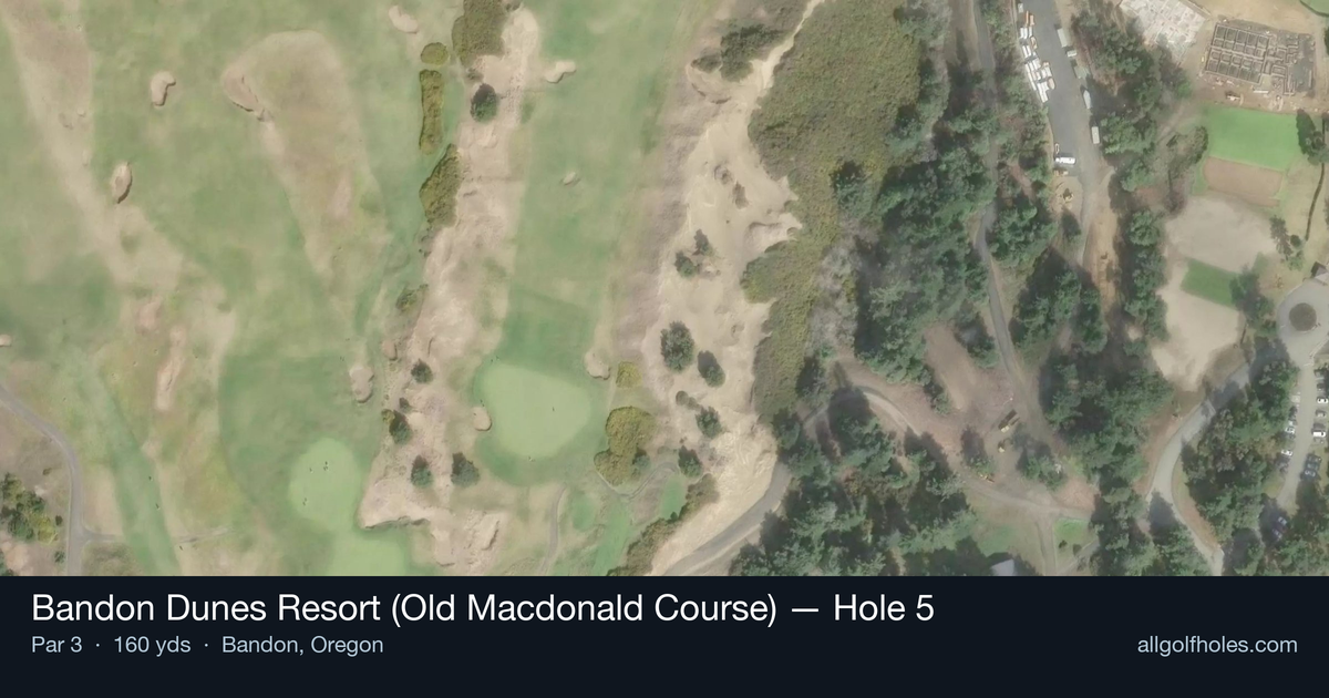 Hole 5 aerial at Bandon Dunes Resort (Old Macdonald Course)