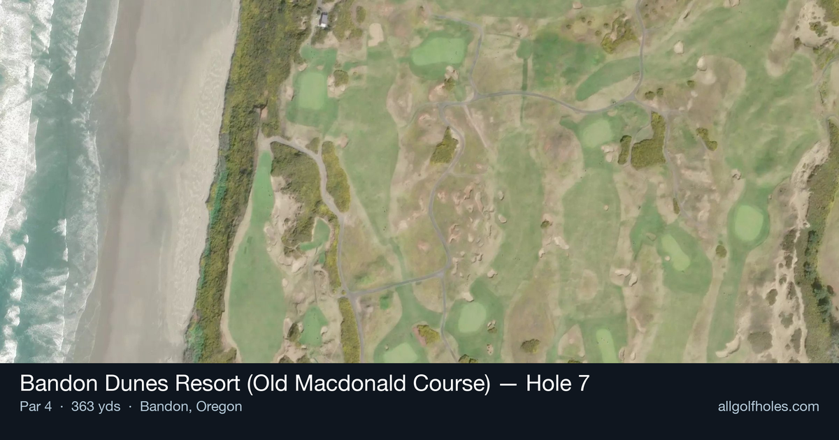 Hole 7 aerial at Bandon Dunes Resort (Old Macdonald Course)