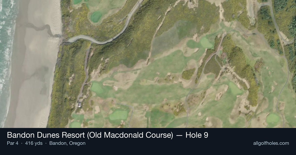 Hole 9 aerial at Bandon Dunes Resort (Old Macdonald Course)