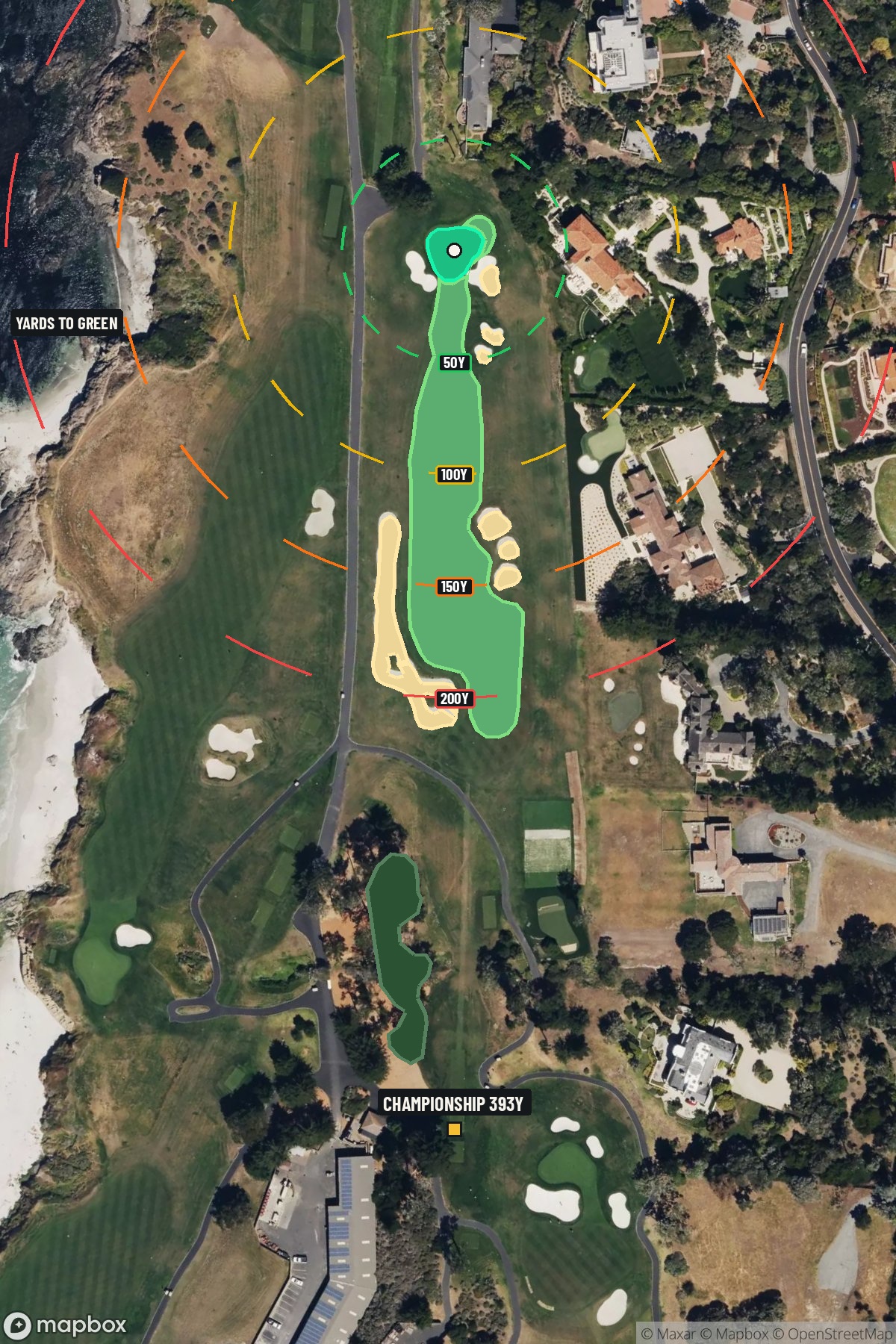 Hole 13 aerial at Pebble Beach Golf Links