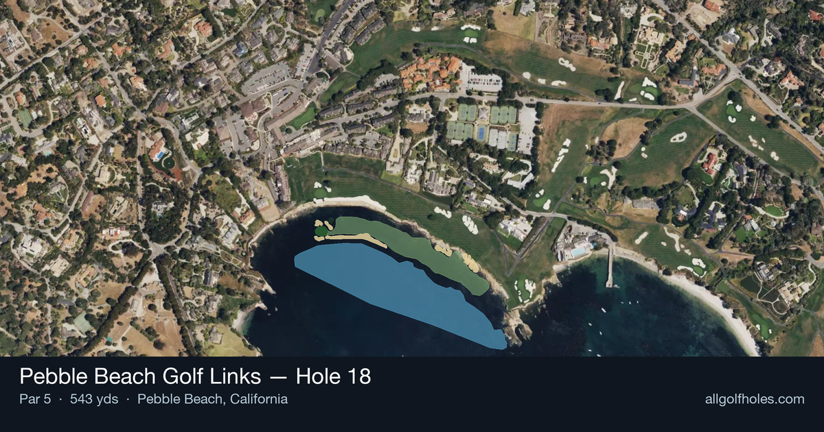Hole 18 aerial at Pebble Beach Golf Links