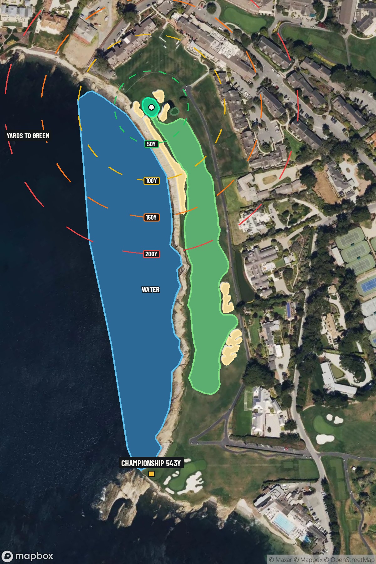 Hole 18 aerial at Pebble Beach Golf Links