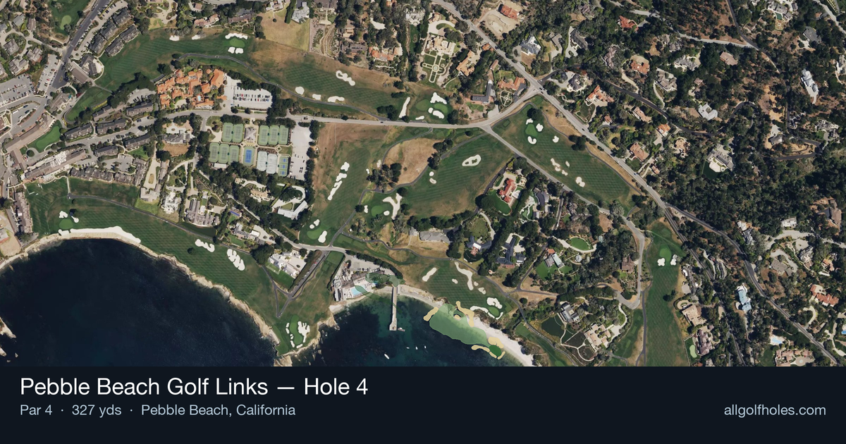 Hole 4 aerial at Pebble Beach Golf Links