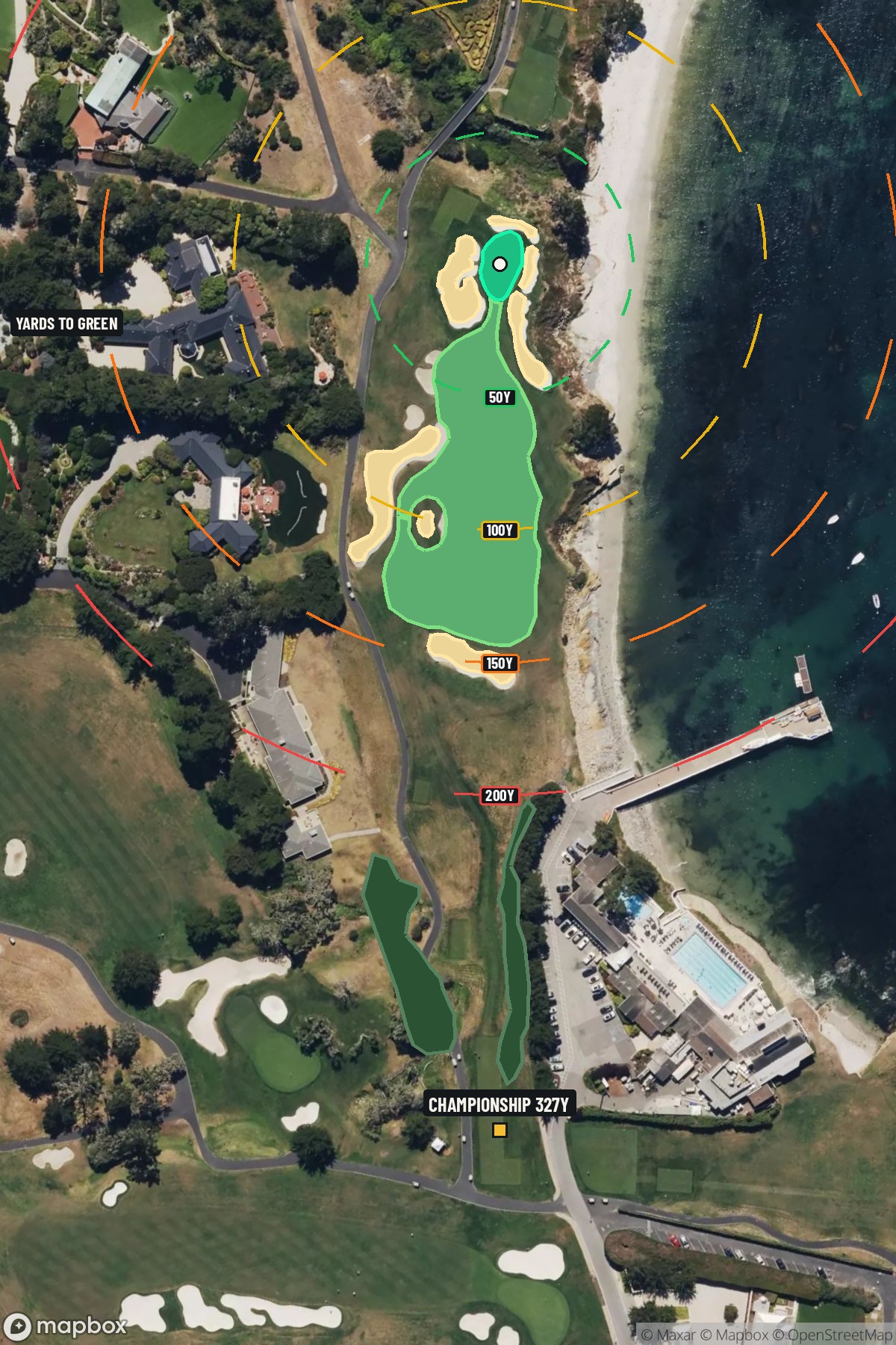 Hole 4 aerial at Pebble Beach Golf Links