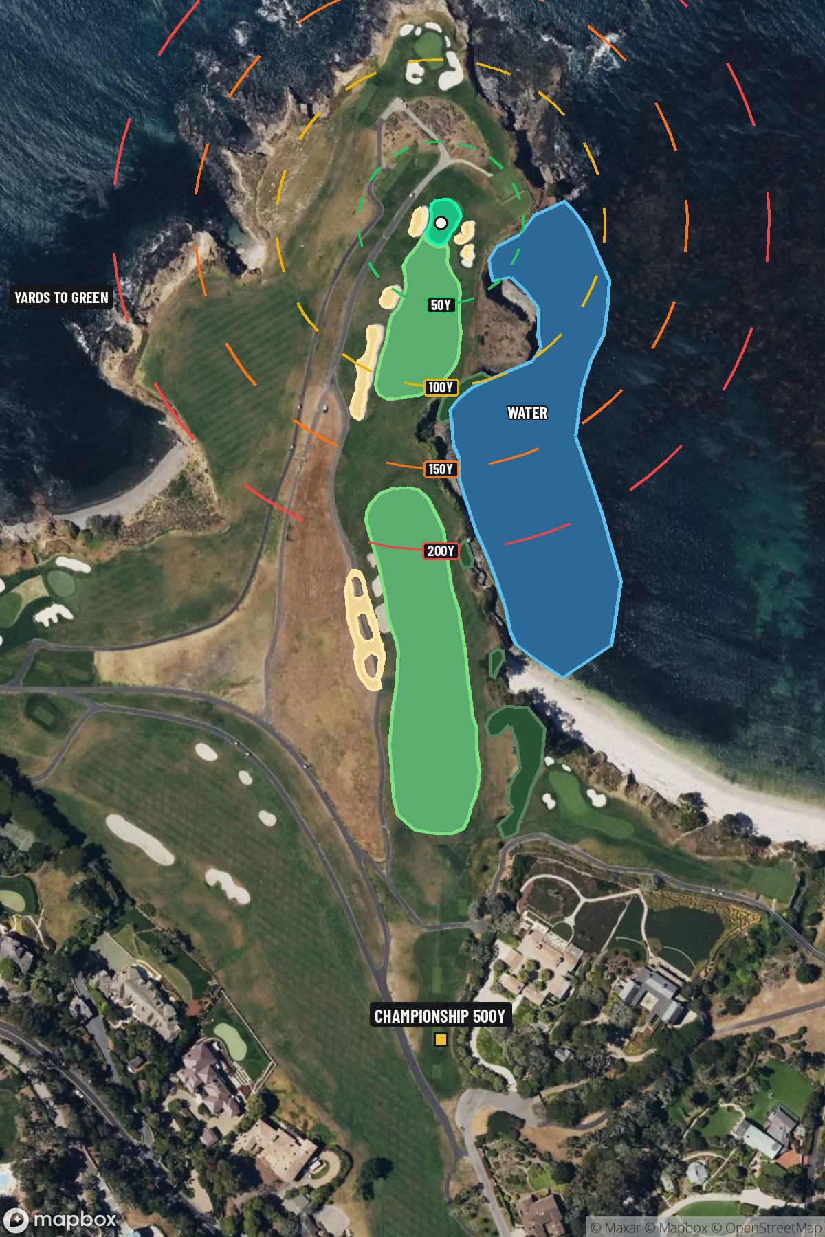 Hole 6 aerial at Pebble Beach Golf Links