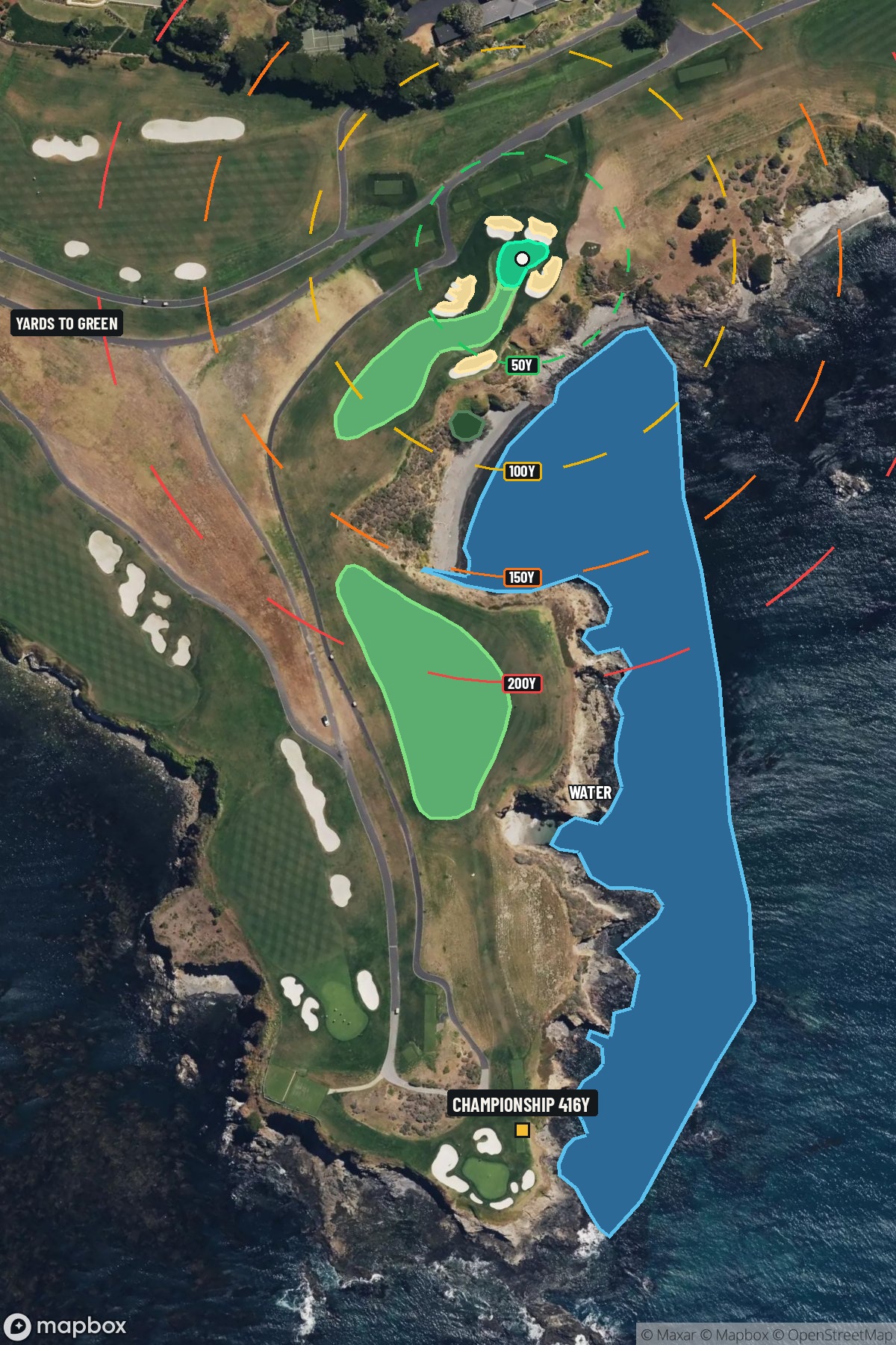 Hole 8 aerial at Pebble Beach Golf Links