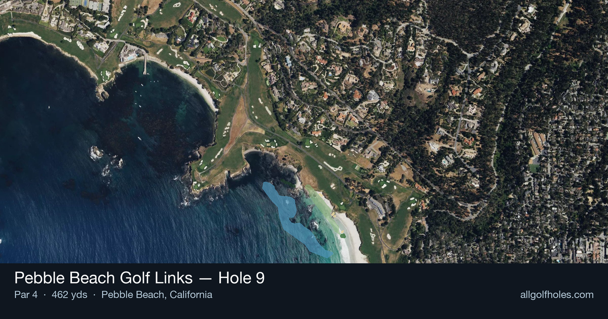 Hole 9 aerial at Pebble Beach Golf Links
