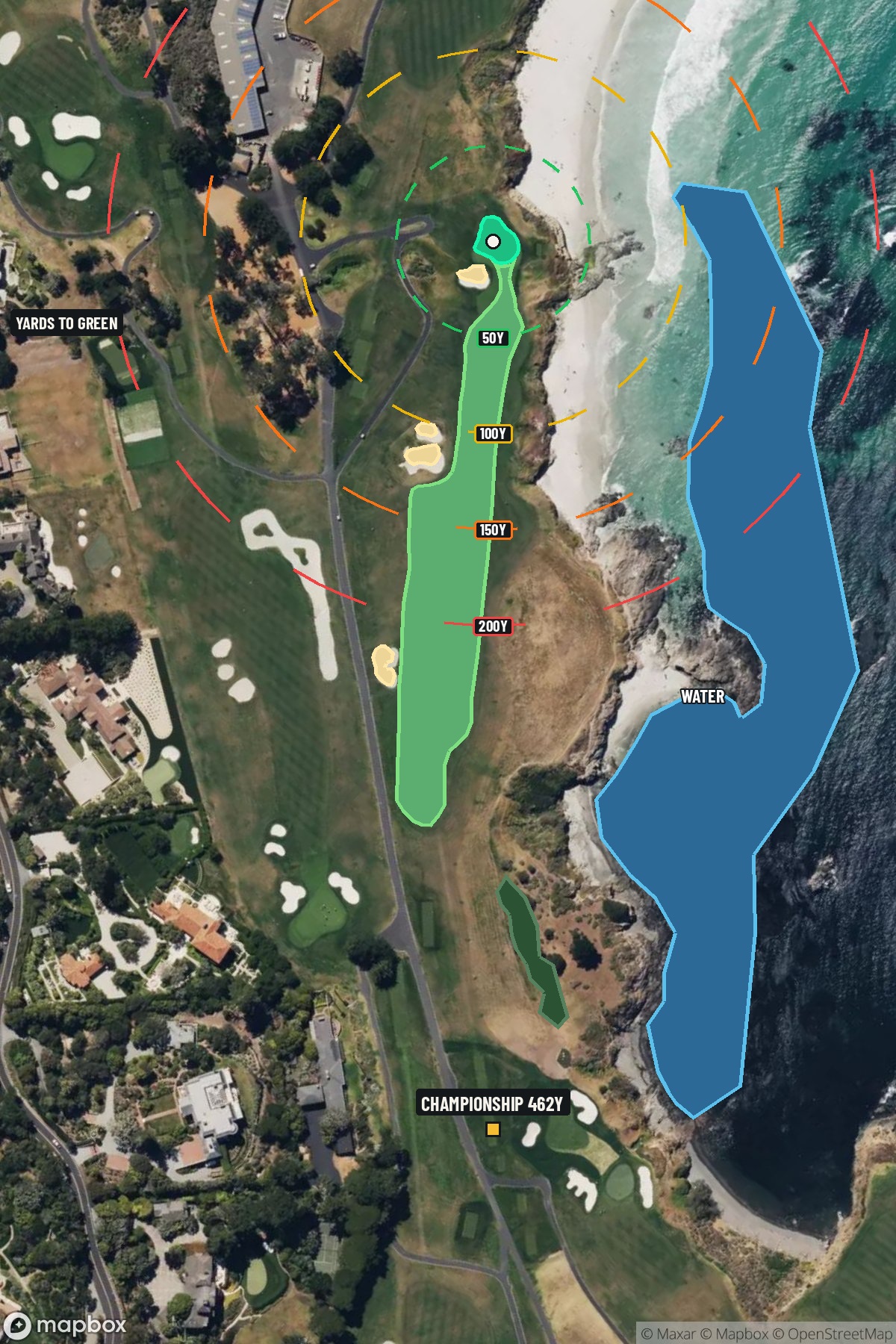 Hole 9 aerial at Pebble Beach Golf Links
