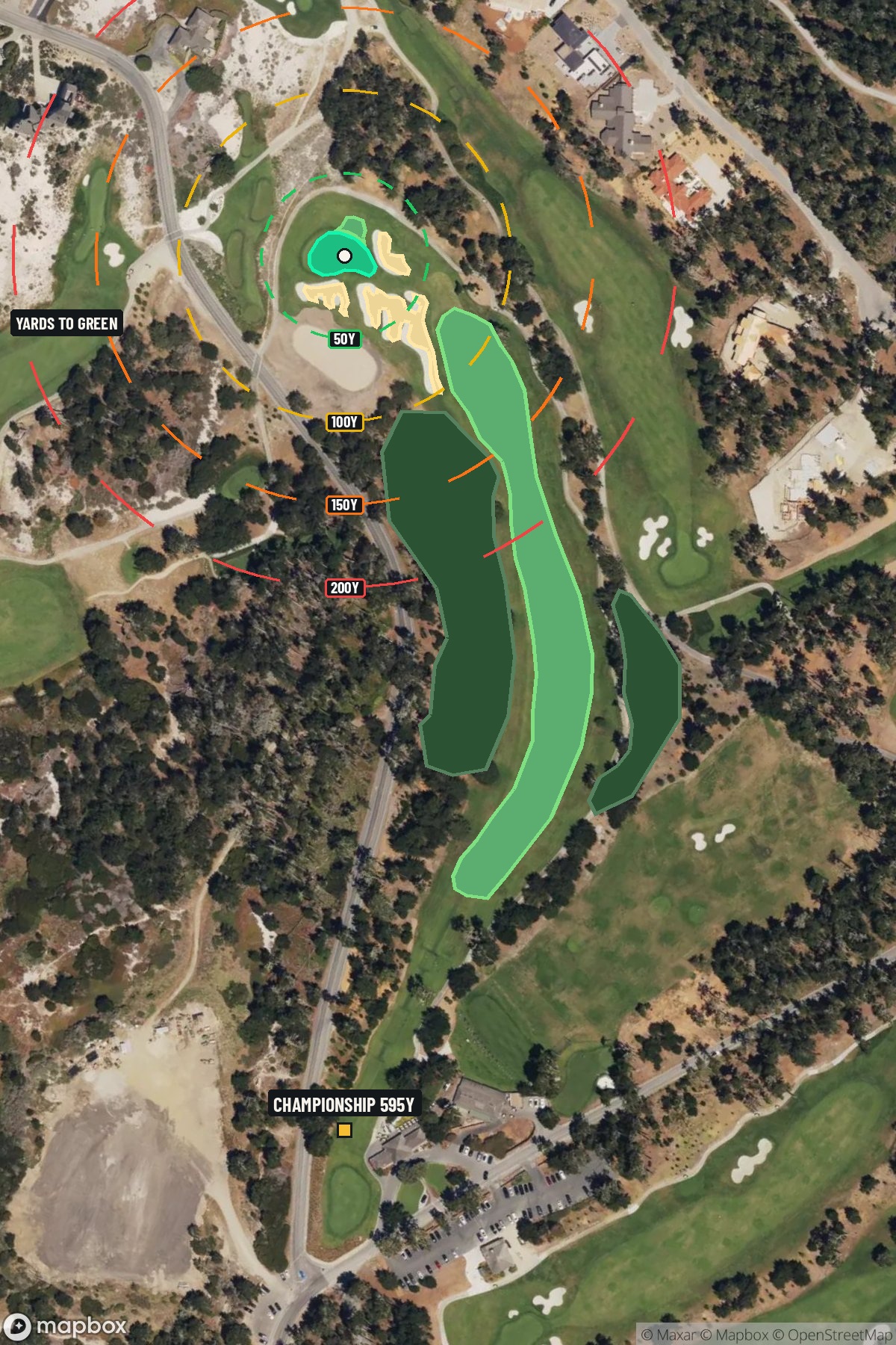 Hole 1 aerial at Spyglass Hill Golf Course