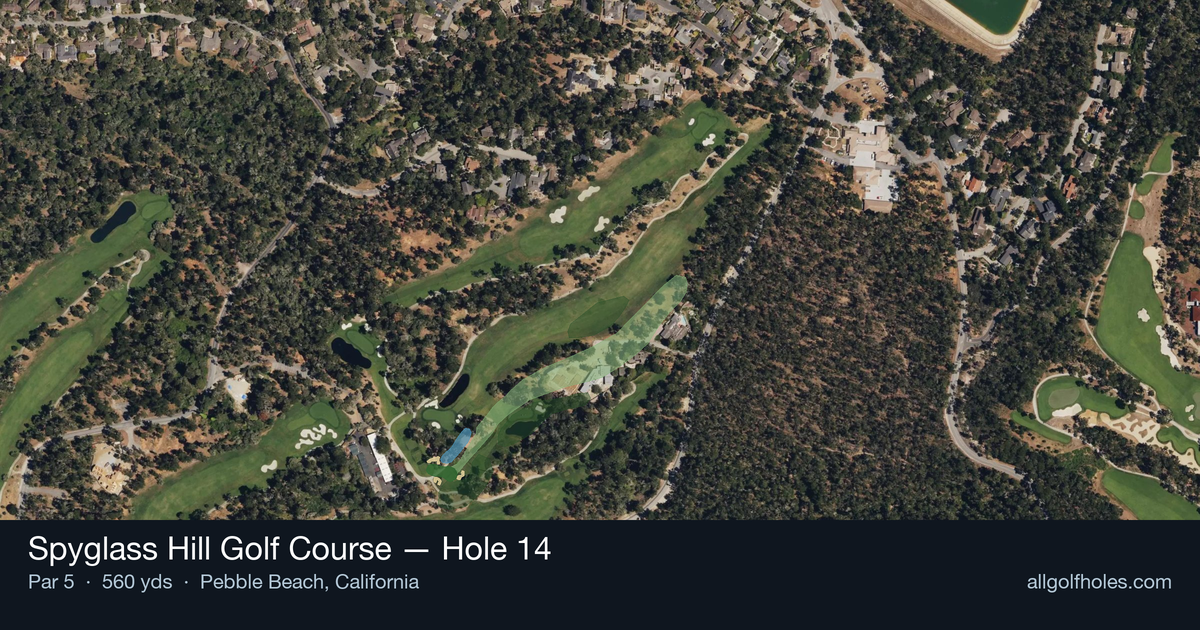 Hole 14 aerial at Spyglass Hill Golf Course