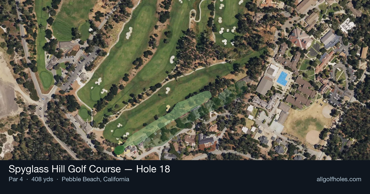 Hole 18 aerial at Spyglass Hill Golf Course