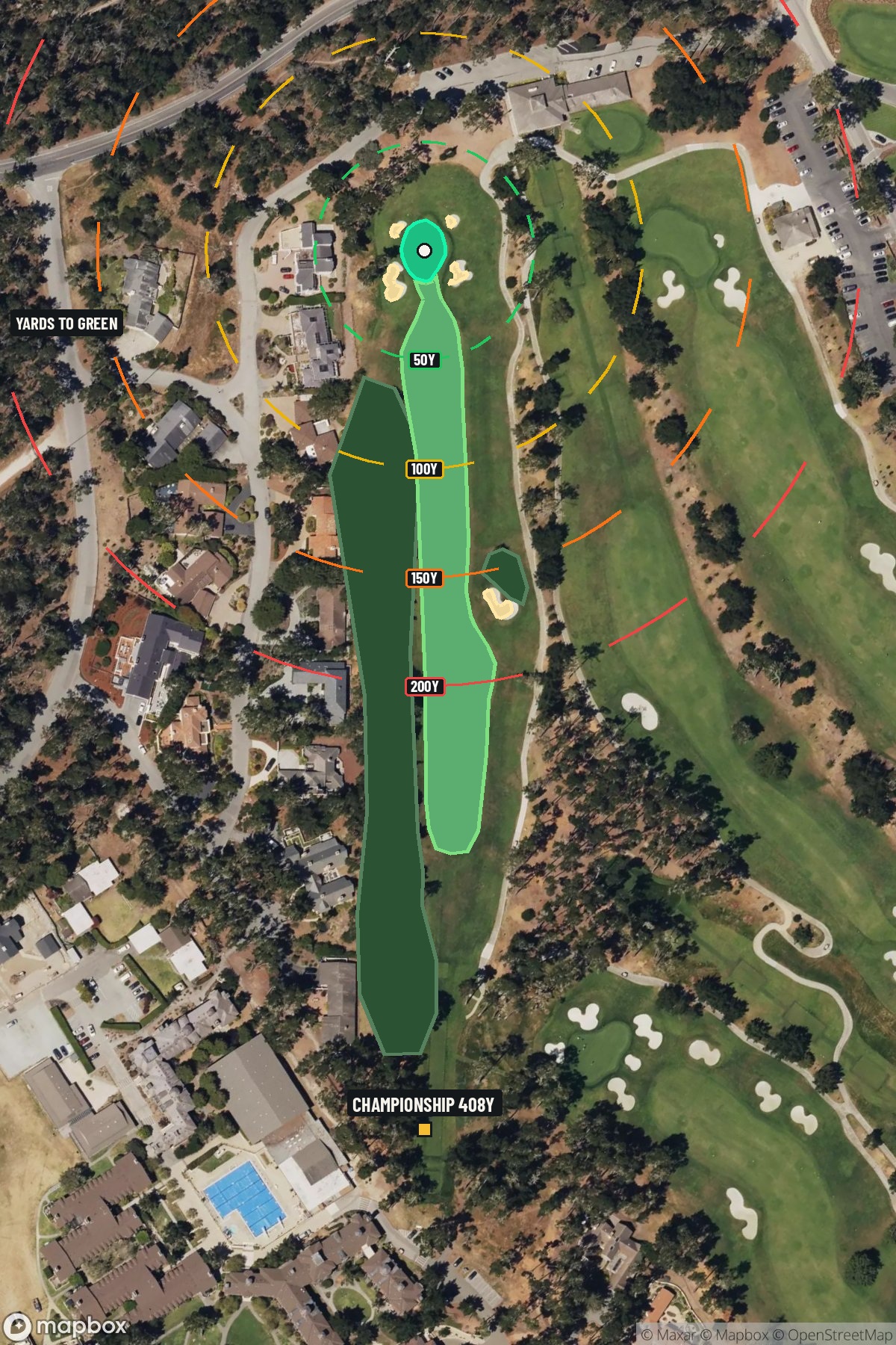 Hole 18 aerial at Spyglass Hill Golf Course