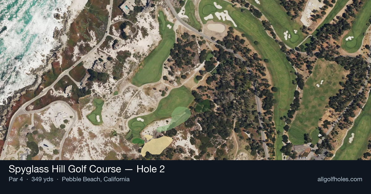 Hole 2 aerial at Spyglass Hill Golf Course