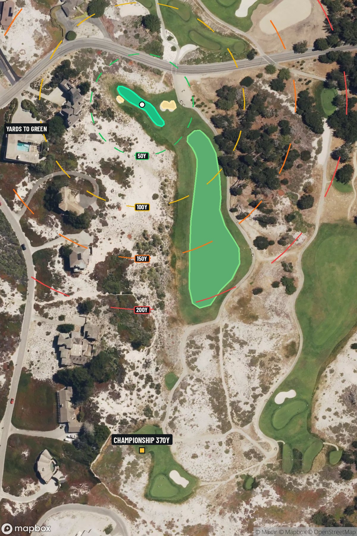 Hole 4 aerial at Spyglass Hill Golf Course