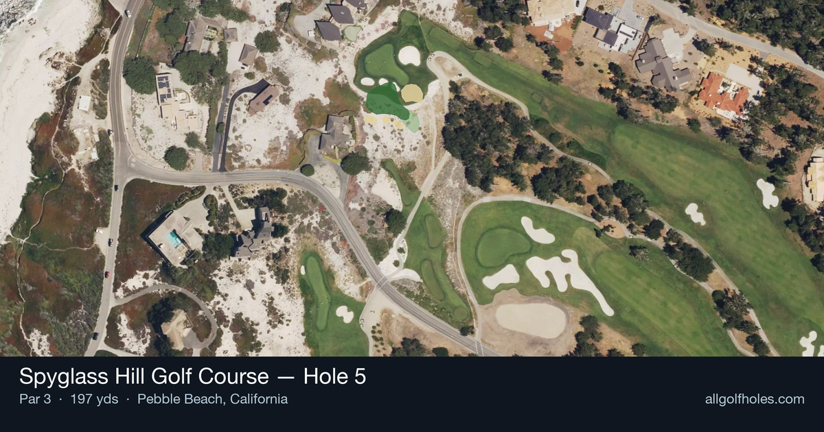 Hole 5 aerial at Spyglass Hill Golf Course