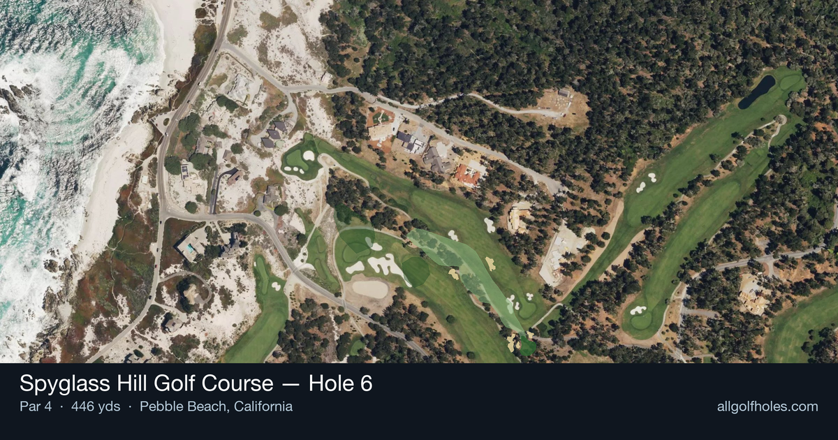 Hole 6 aerial at Spyglass Hill Golf Course
