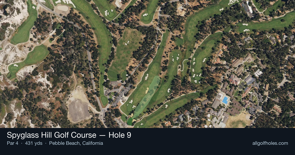 Hole 9 aerial at Spyglass Hill Golf Course