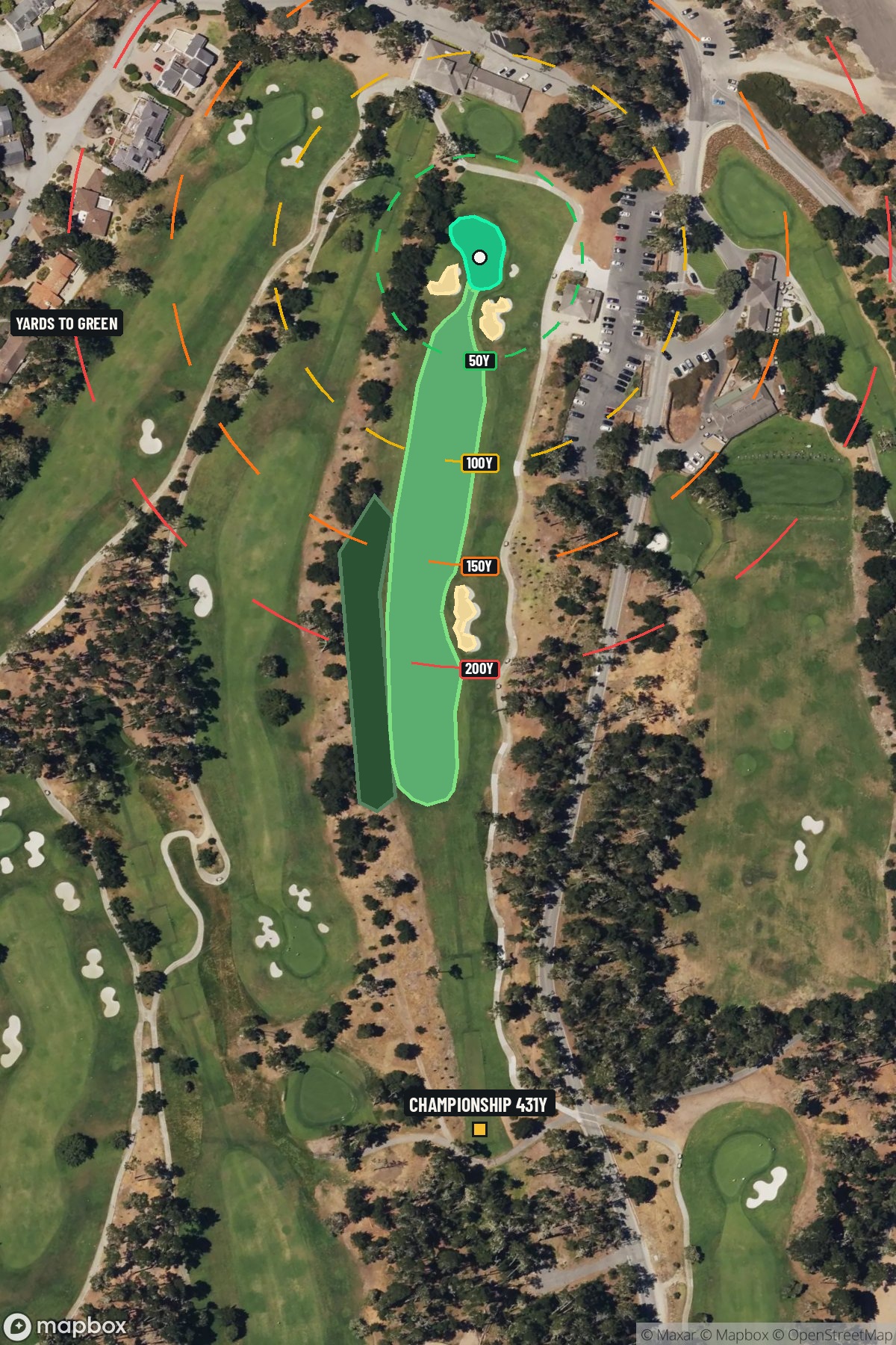 Hole 9 aerial at Spyglass Hill Golf Course