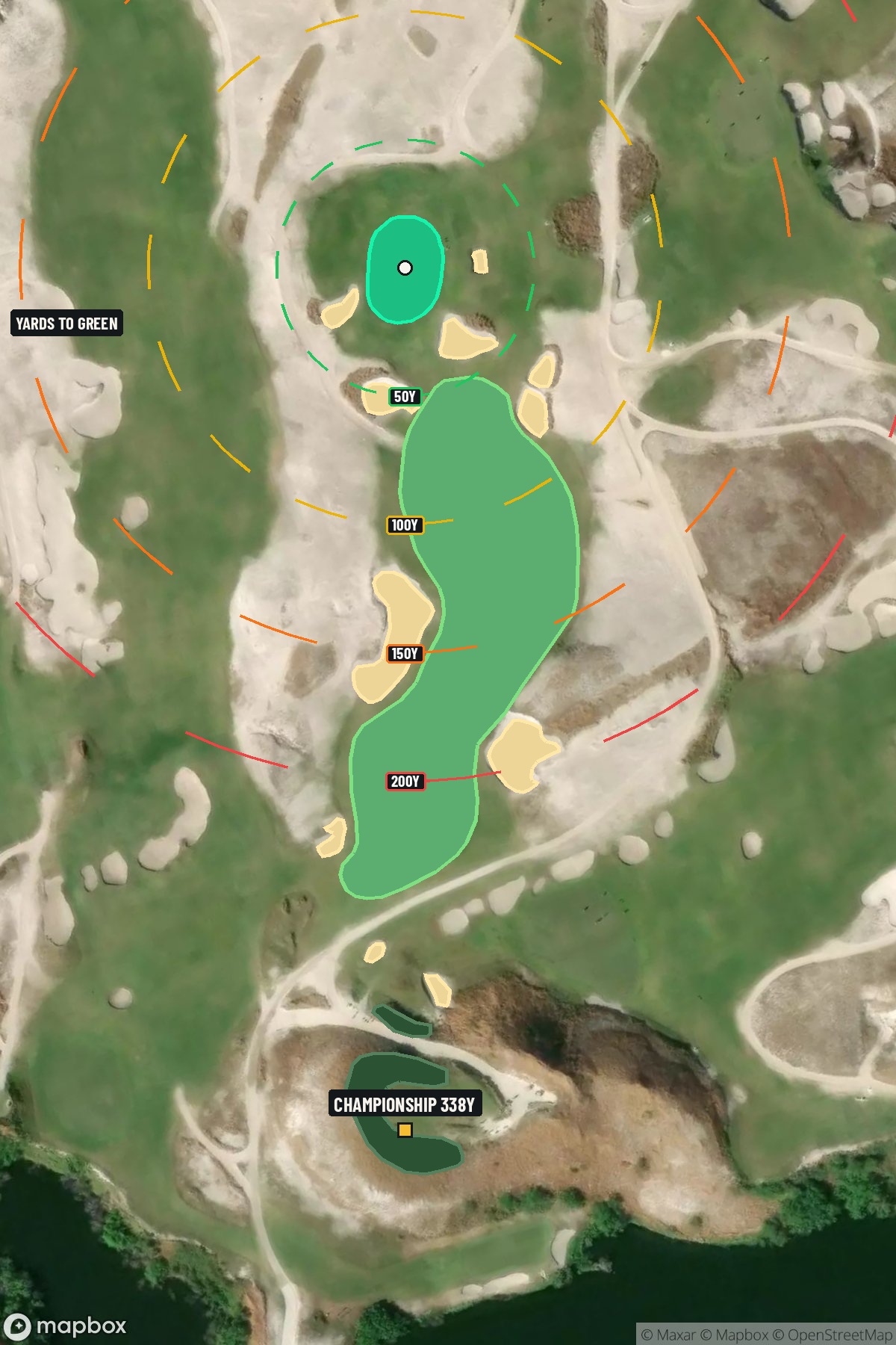 Hole 1 aerial at Streamsong Resort (Blue Course)