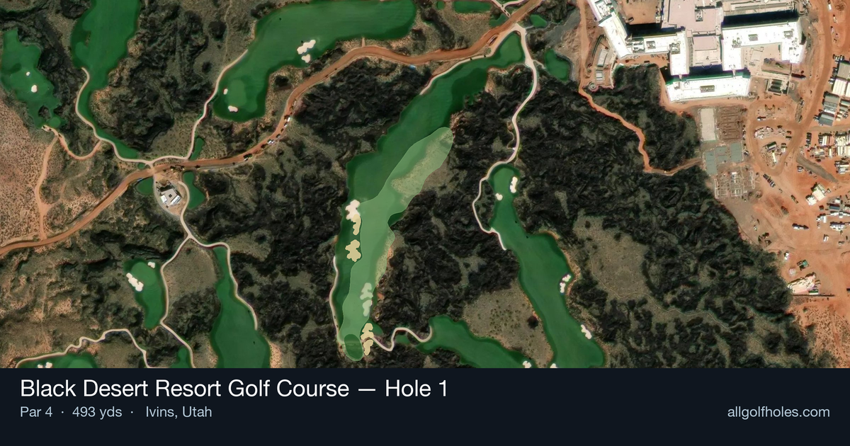 Hole 1 aerial at Black Desert Resort Golf Course
