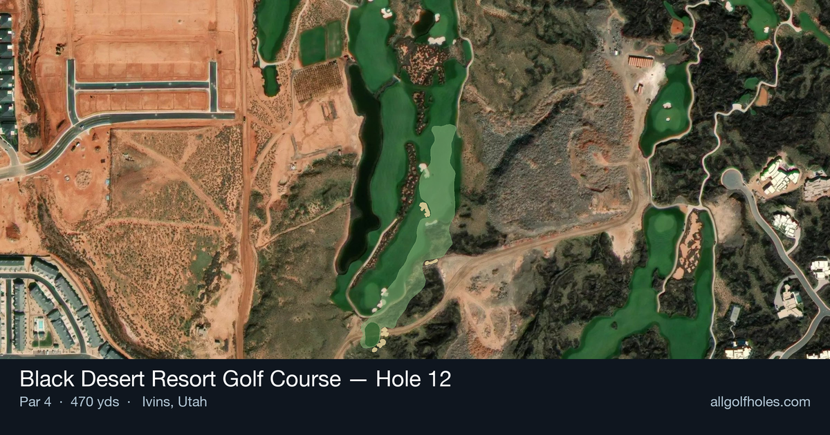 Hole 12 aerial at Black Desert Resort Golf Course