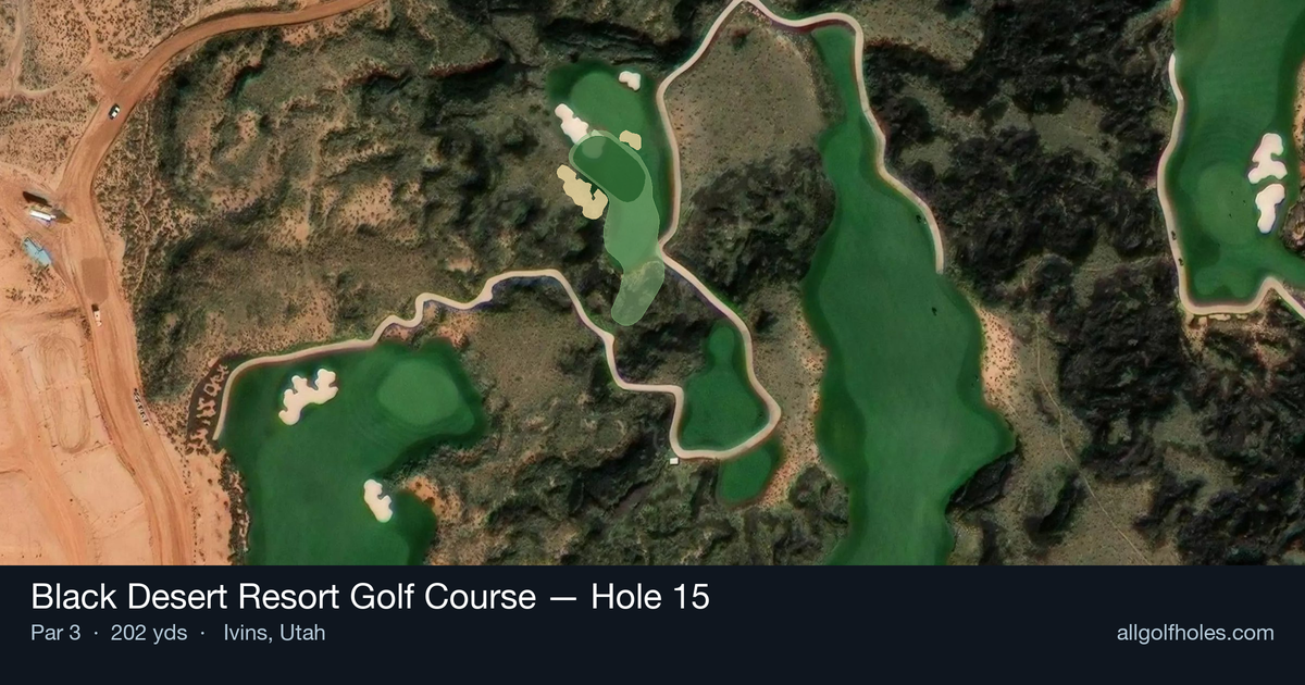 Hole 15 aerial at Black Desert Resort Golf Course
