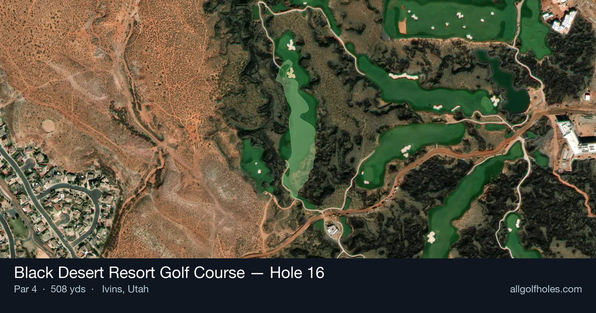 Hole 16 aerial at Black Desert Resort Golf Course