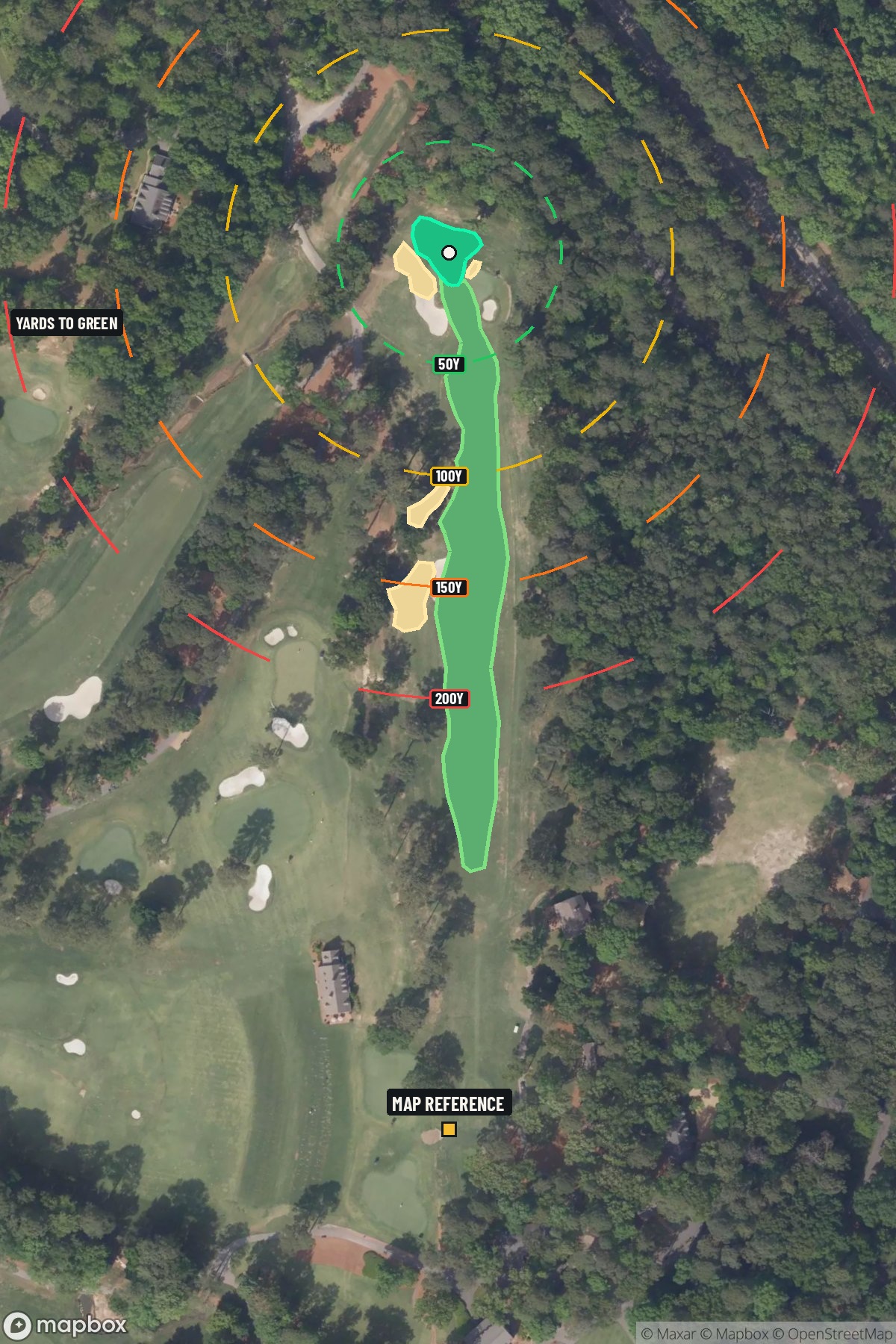 Hole 1 aerial at Shoal Creek Golf Club