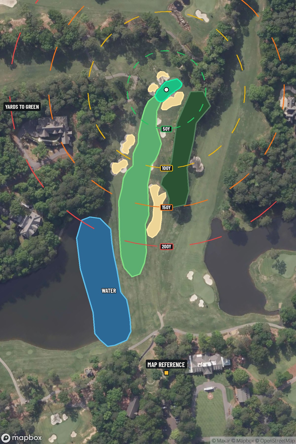 Hole 14 aerial at Shoal Creek Golf Club