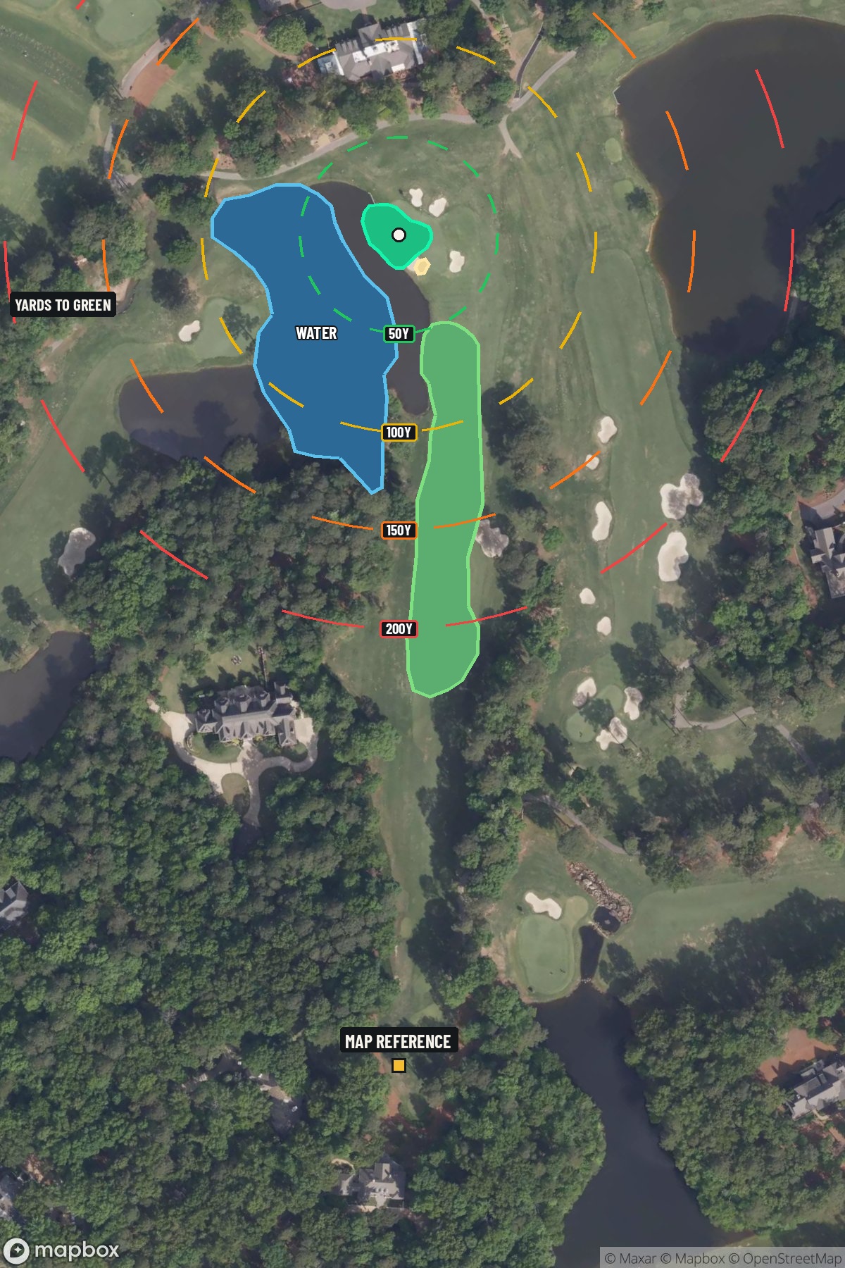 Hole 18 aerial at Shoal Creek Golf Club
