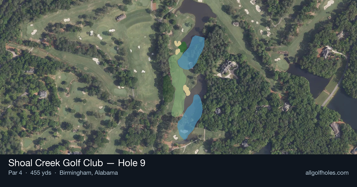 Hole 9 aerial at Shoal Creek Golf Club
