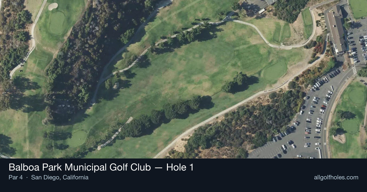 Hole 1 aerial at Balboa Park Municipal Golf Club