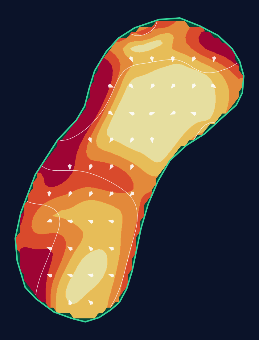 Hole 1 green slope contour at Pasatiempo Golf Club