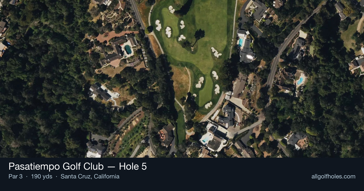 Hole 5 aerial at Pasatiempo Golf Club